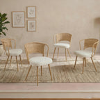 Farmhouse Style Wicker Dining Chair with Wing-Back Design - Light or Dark Brown