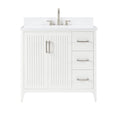 36 Inch Solid Wood Bathroom Vanity with US Power - White