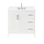 36 Inch Solid Wood Bathroom Vanity with US Power - White