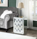 Mirrored Accent Table with Faux Diamond Drawers - Silver