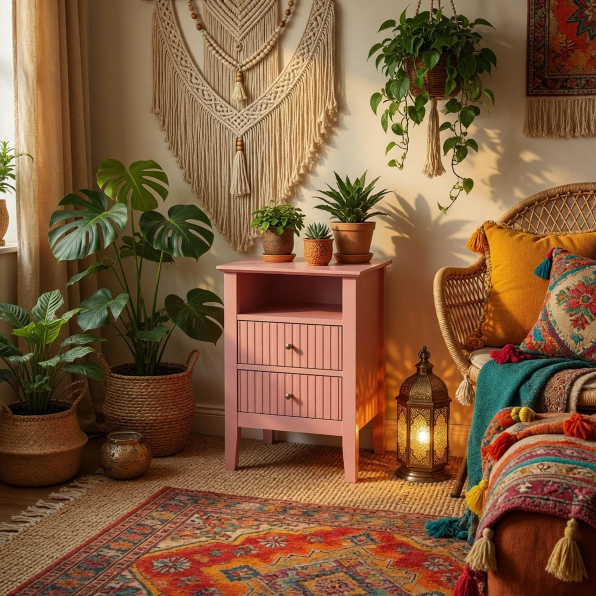 Fluted Nightstand with 2 Drawers and Soft-Close Slides - Multiple Colors