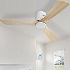 Low Profile Ceiling Fan with 3 Blades and Remote Control - Light or Dark Brown
