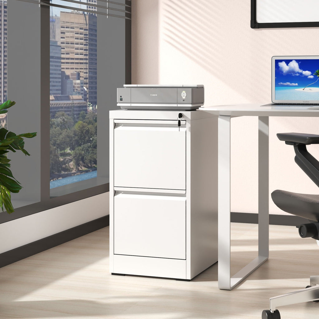 Steel Vertical File Cabinet with Lock – Multiple Sizes - Black or White
