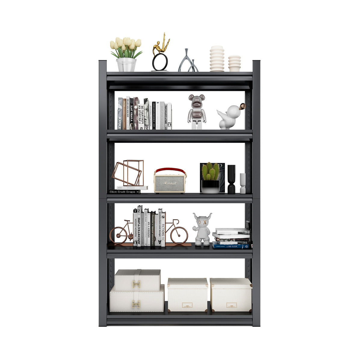 Heavy Duty Metal Garage Shelving Unit with Adjustable Shelves - Black