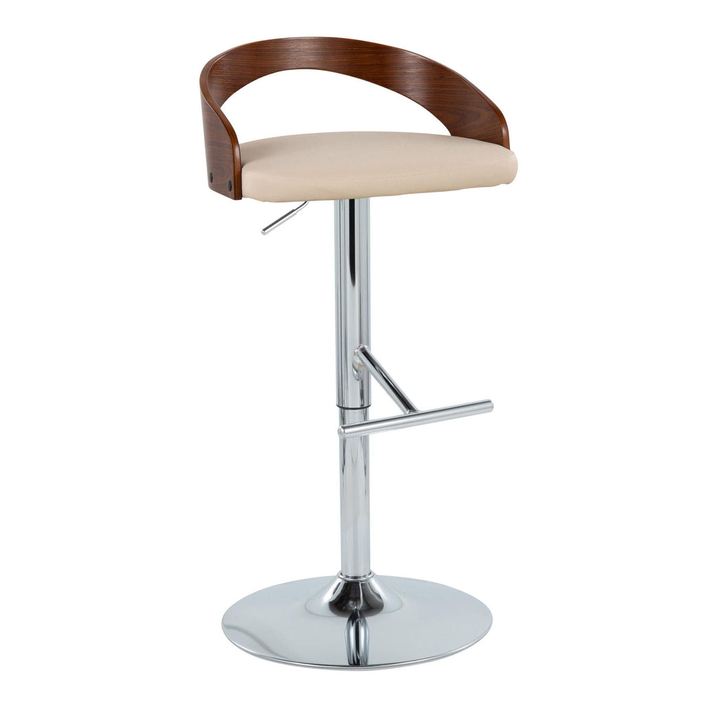 Mid Century Modern Adjustable Height Barstool Set with Swivel - Beige