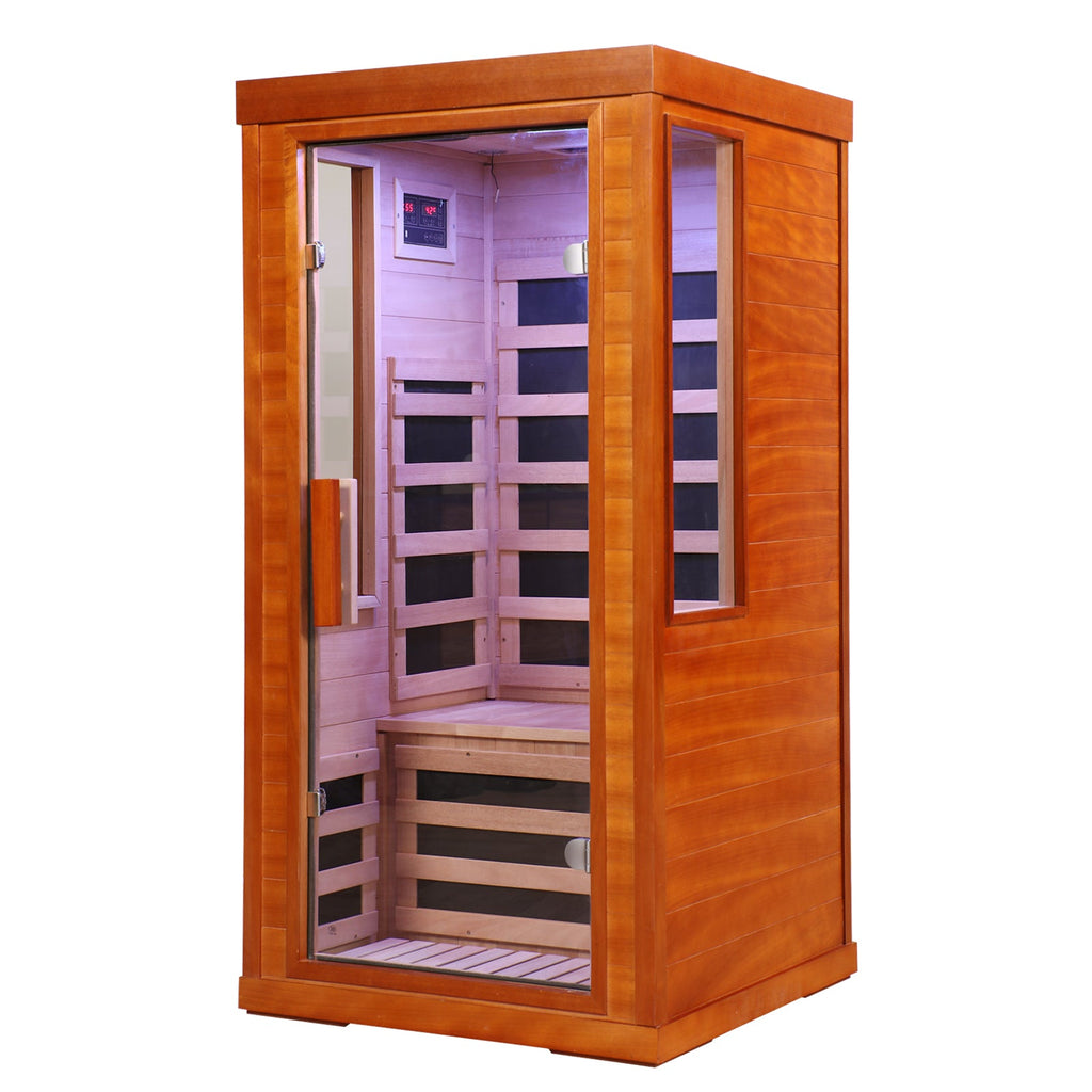 1 Person Far Infrared Sauna Room with LCD Touch Control - Solid Wood