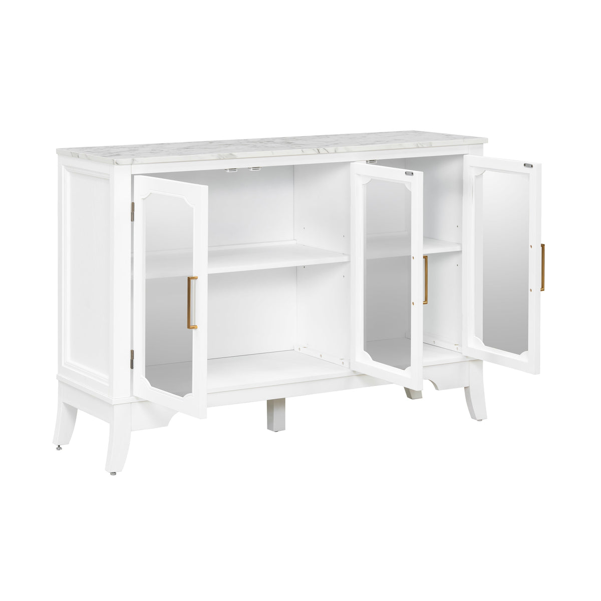 Storage Cabinet 3 Doors Stylish Style White