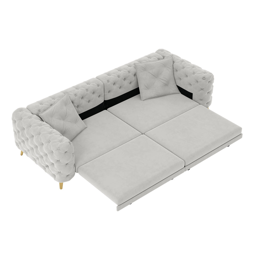 3-In-1 Convertible Sleeper Sofa Set with Deep Seat & Movable Ottoman - White, Beige, Gray