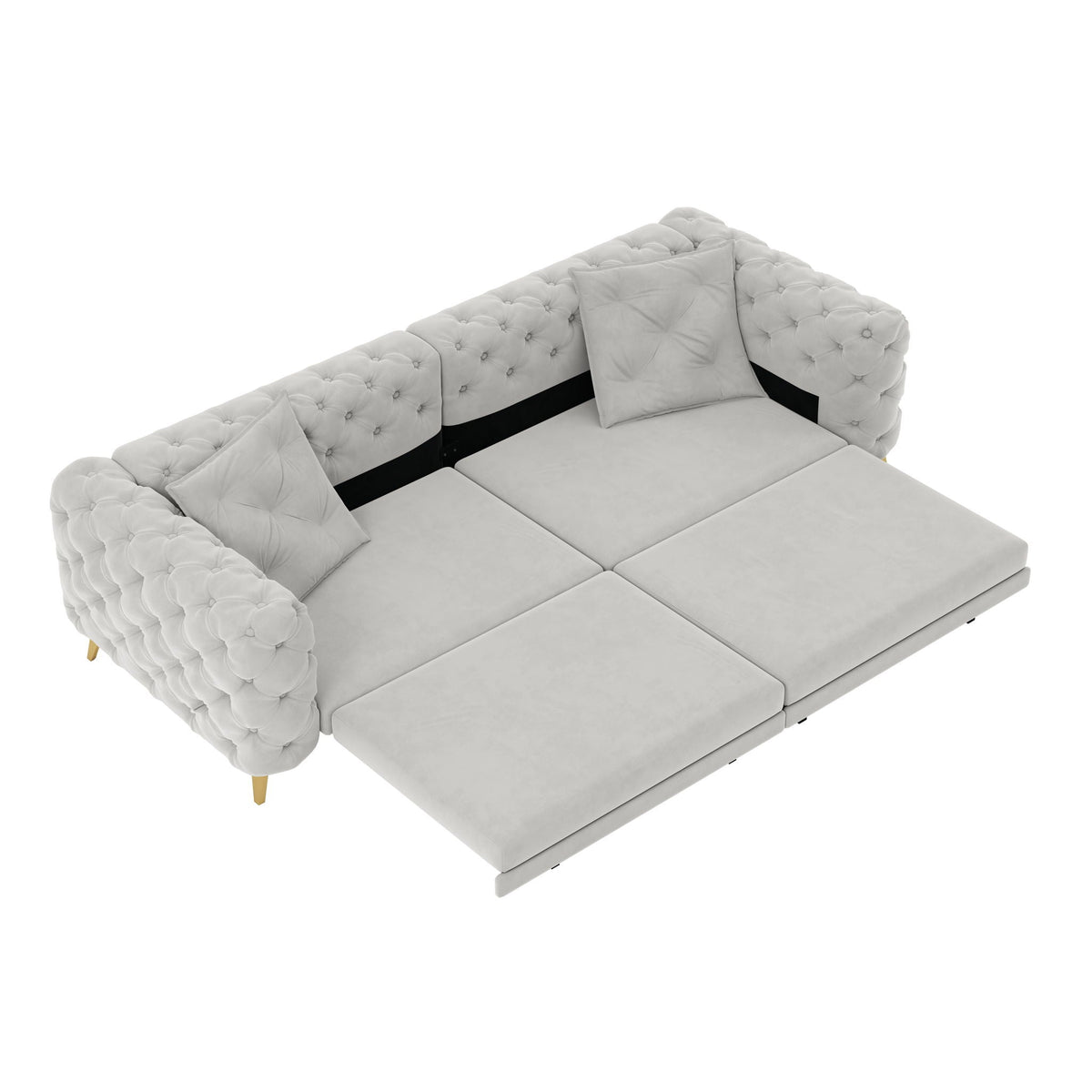 3-In-1 Convertible Sleeper Sofa Set with Deep Seat & Movable Ottoman - White, Beige, Gray
