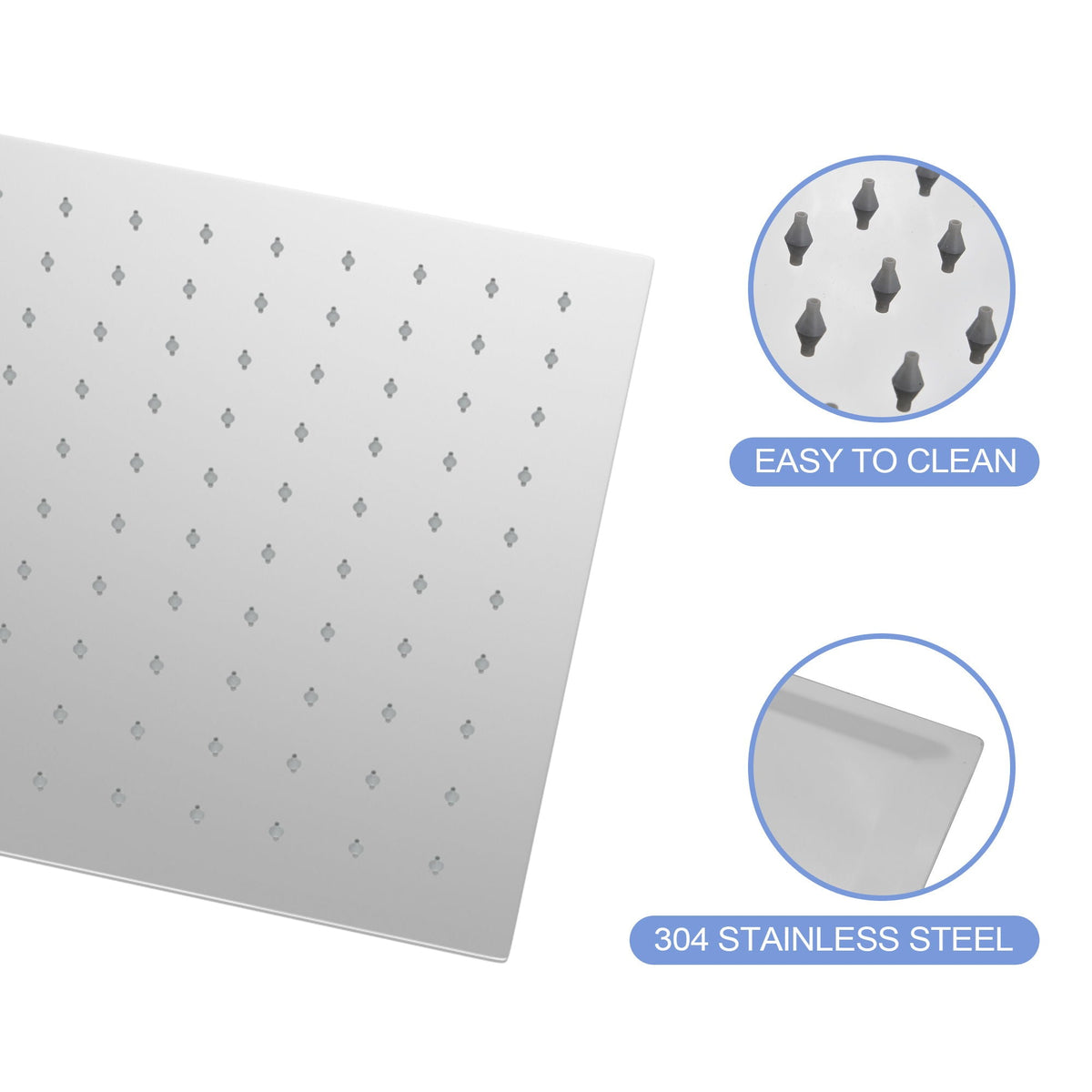 10" Square Rainfall Shower Head with 360° Adjustability – Multiple Colors