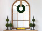 Large Arched Accent Mirror with Solid Fir Wood Frame - Brown
