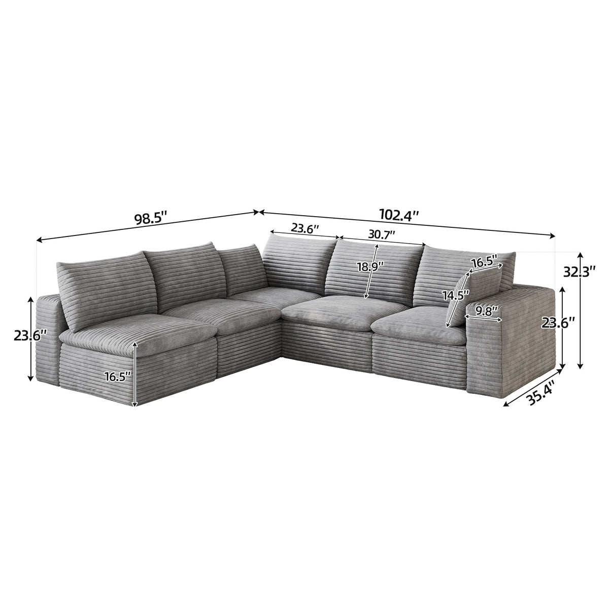 Cloud Sofa with Removable Cushion - Corduroy Fabric