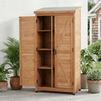 Outdoor Storage Shed with Vertical Tool Cabinet - Solid Wood, Dark Gray or Light Brown