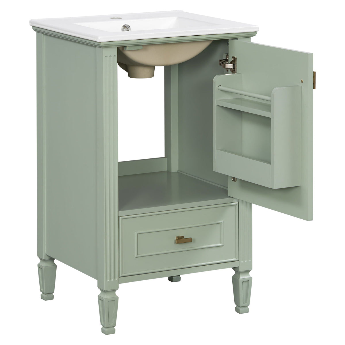 Retro Bathroom Vanity With Sink with Soft-Closing Doors - Green or Dark Gray