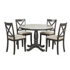 5-Piece Solid Wood Dining Set — White or Dark Gray