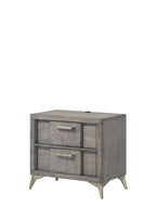 Gray 2 Drawer Nightstand with Bookmatched Veneers and USB Port