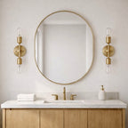 Reverie Double Lights Bathroom Wall Sconce Over Mirror - Clear / Gold