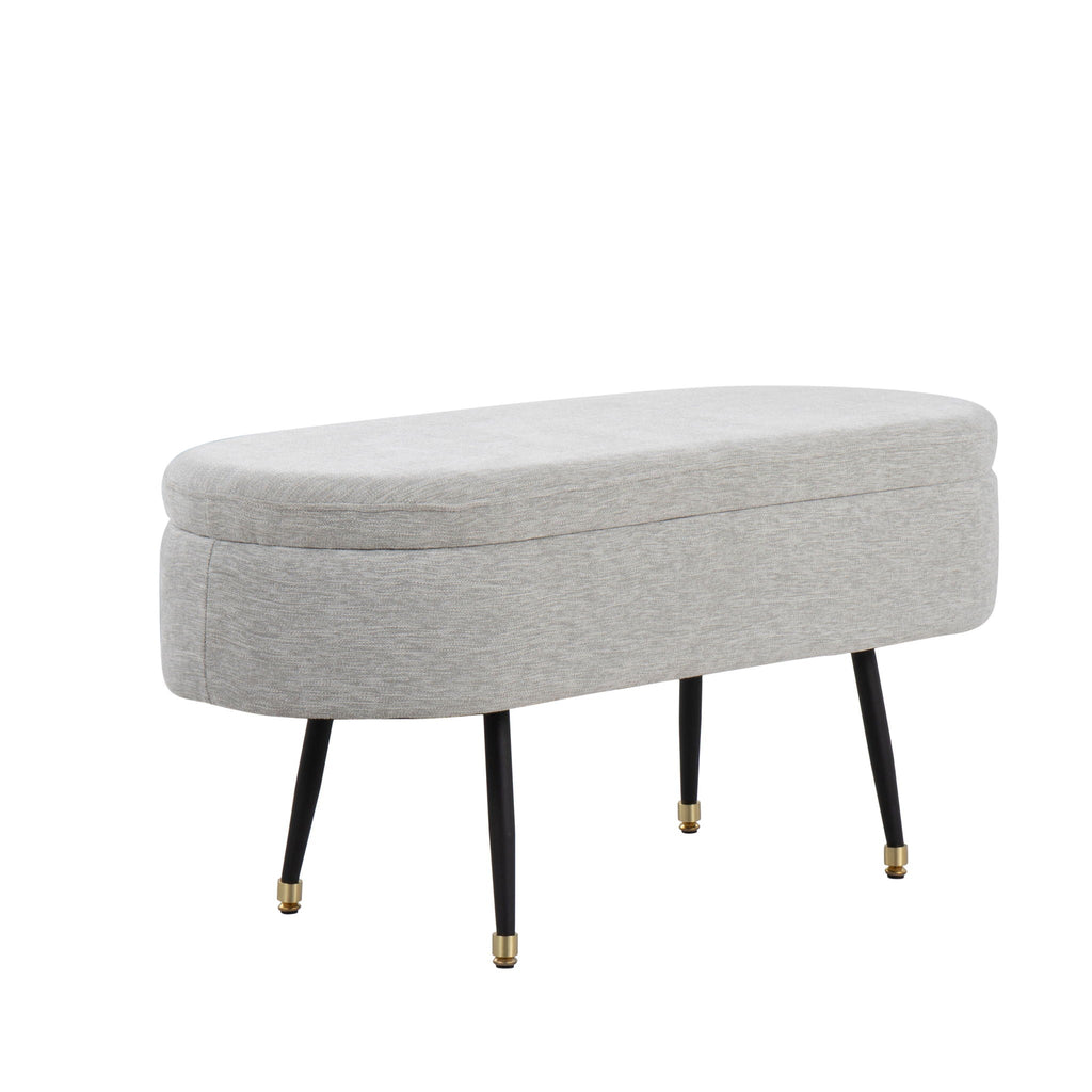 Contemporary Storage Bench with Fabric Upholstery - Black / Light Gray