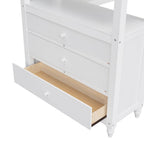 Twin Loft Bed with Drawers and Desk - White