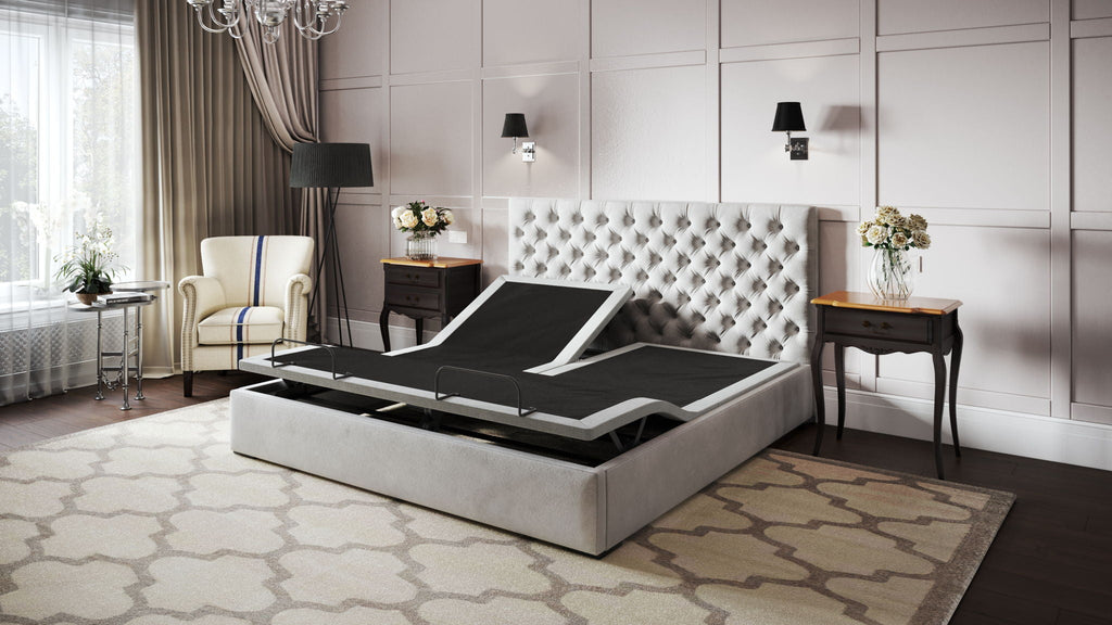 Split Head Adjustable Bed Base with Massage & USB Ports - Black