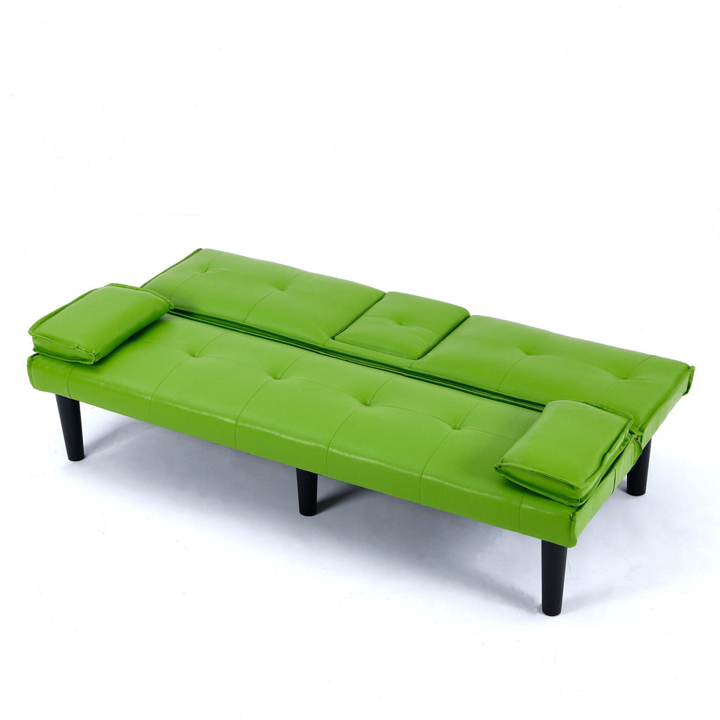 Foldable Sofa Bed with Cup Holder and Solid Wood Frame - Multiple Colors