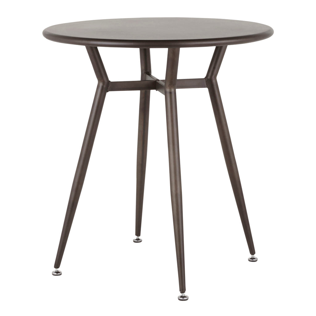 Industrial Round Dinette Table with Metal Legs - Antique