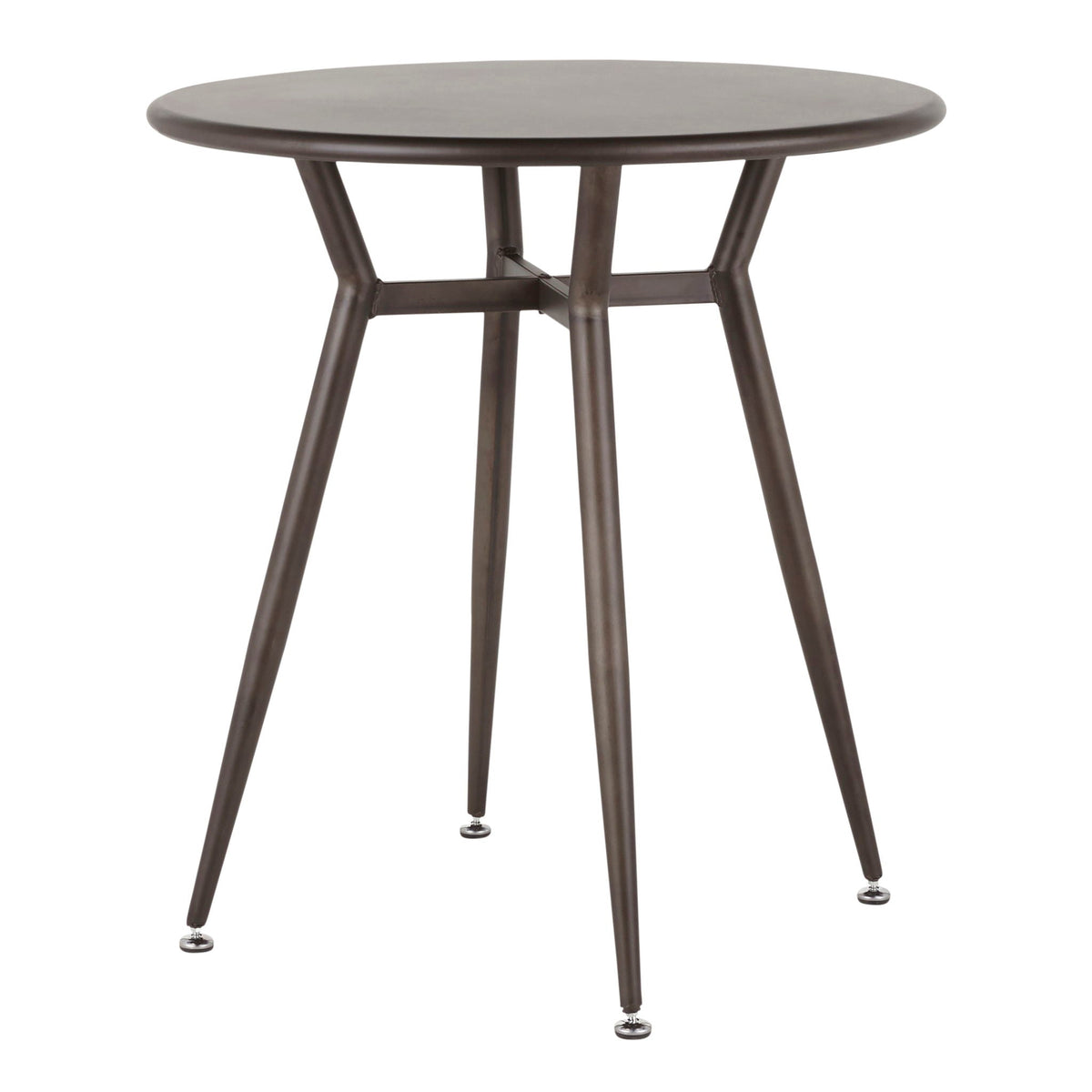 Industrial Round Dinette Table with Metal Legs - Antique