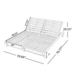 Light Teak Acacia Wood Double Chaise Lounger Set with Adjustable Backrests - Cream