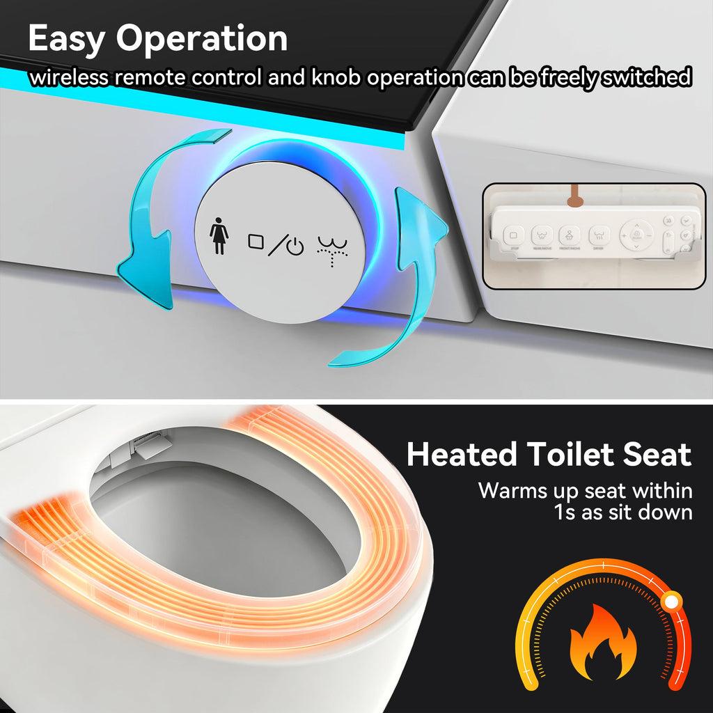 Smart Toilet with Heated Bidet Seat