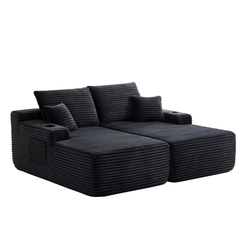 69" Cloud Sectional Couch with Double Chaise - Fabric