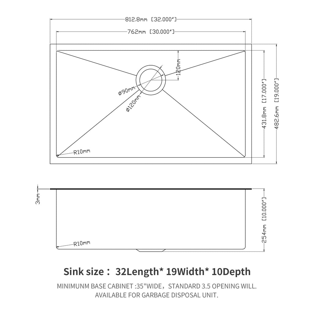 Black Undermount Kitchen Sink with Soundproof Pads - Stainless Steel