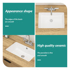 Modern Ceramic Rectangular Undermount Bathroom Sink with Overflow - White