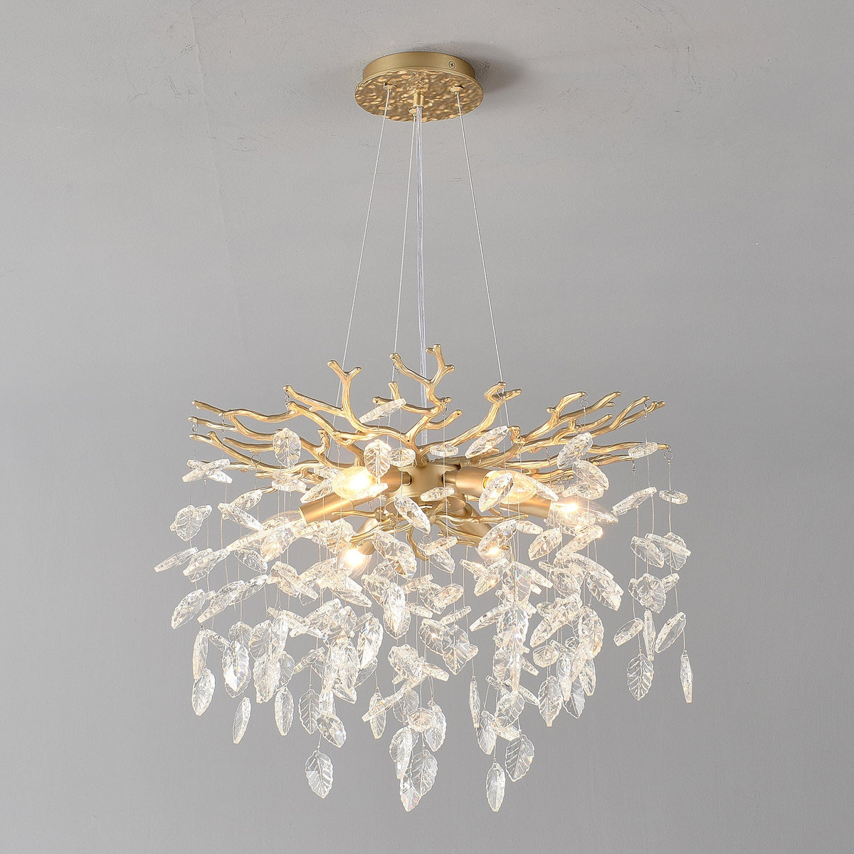 6-Light Crystal Chandelier with Gold Finish - Elegant Ceiling Lamp