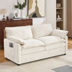 Modern Loveseat Sofa with Side Storage Pockets - Green, Beige, or Dark Gray
