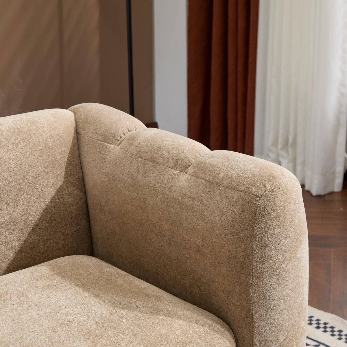 83" Velvet 3-Seater Sofa with Wave Design - Blue