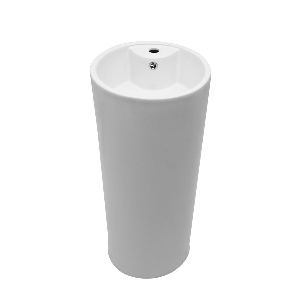 15" Pedestal Sink with Space Saving Design - White