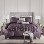 7 Piece Tufted Comforter Set - Plum California King