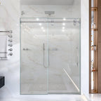 Frameless Single Sliding Shower Door with Stainless Steel Rollers - Chrome