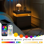 Modern LED Nightstand with 2 Drawers and Adjustable LED Lights - White
