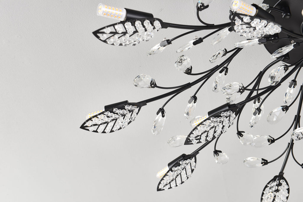 15-Light Chandelier with Crystal Accents - Matte Black