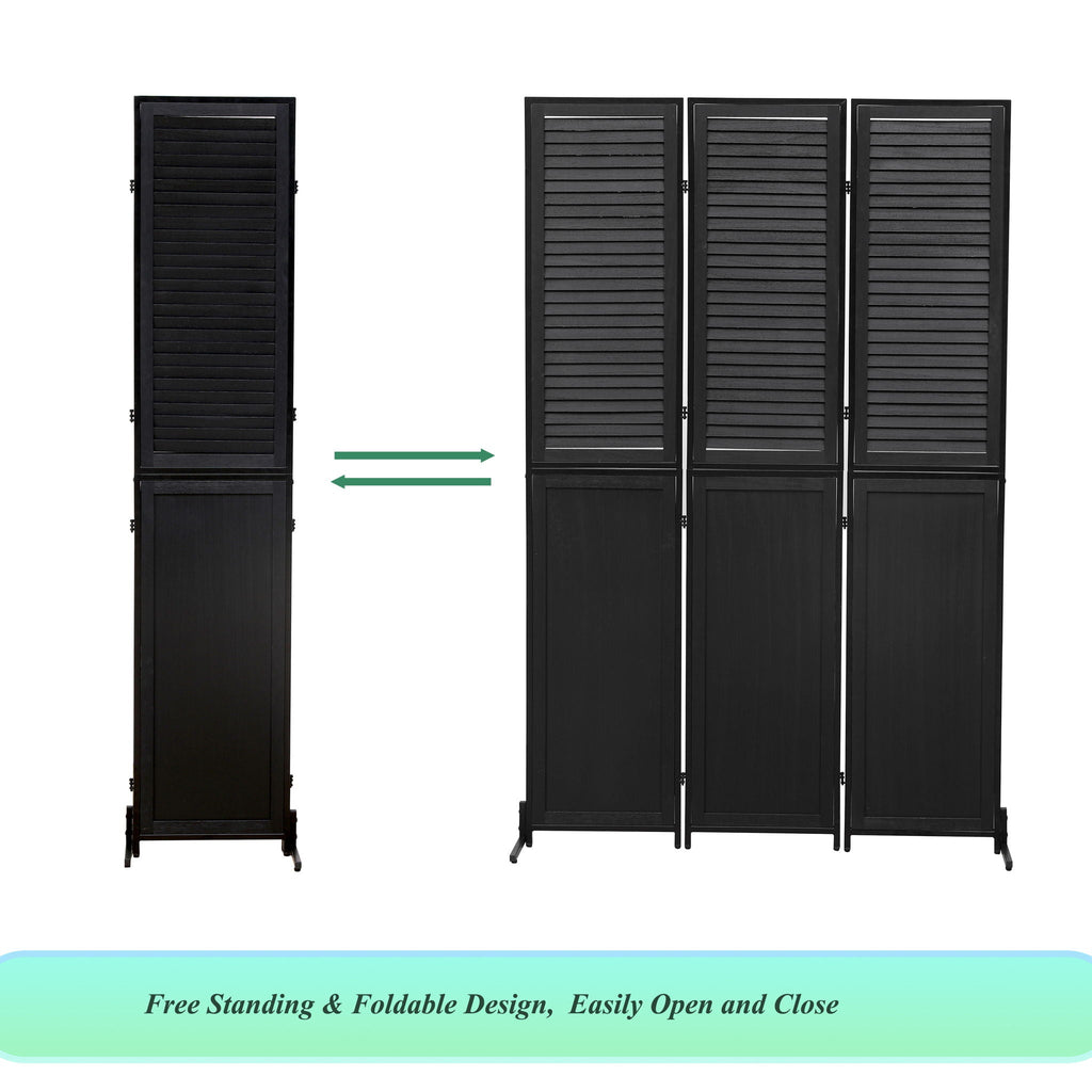 Rustic 3 Panel Room Divider with Metal Frame - Black or Light Brown