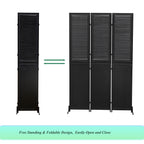 Rustic 3 Panel Room Divider with Metal Frame - Black or Light Brown
