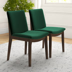 Mid-Century Modern Solid Wood Dining Chair Set with Fabric Upholstery - Multiple Colors