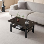 Tempered Glass Coffee Table with Storage - Black or White