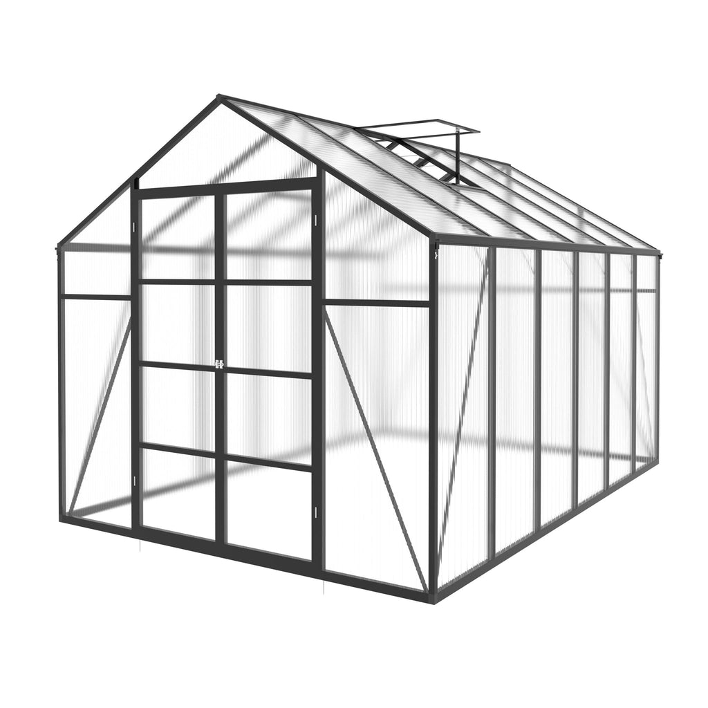 Gain Height Windproof Greenhouse with Heavy-Duty Frame - Black