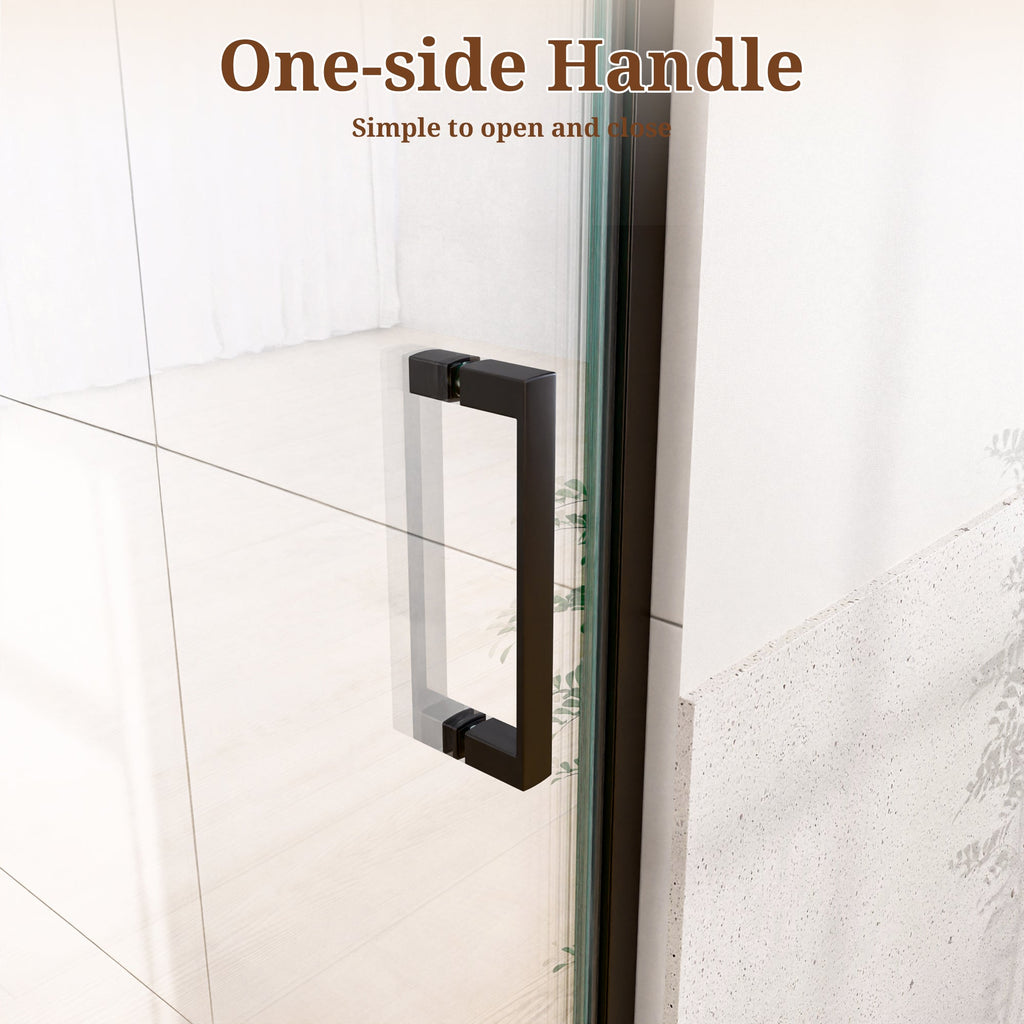 Semi-Frameless Pivot Shower Door with Soft-Close - Matte Black