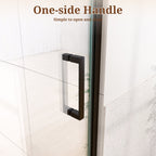 Semi-Frameless Circular Pivot Shower Door with Magnetic Soft-Close - Matte Black