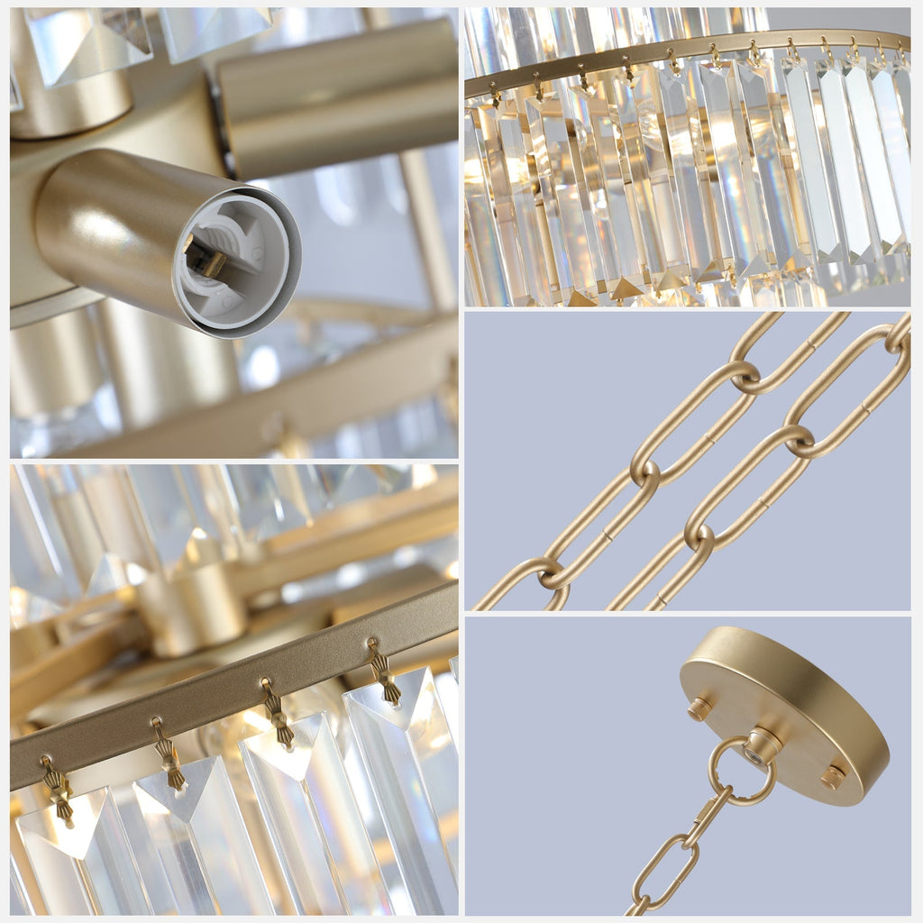 20' Modern Crystal Chandelier with 4-Tier Design - Gold