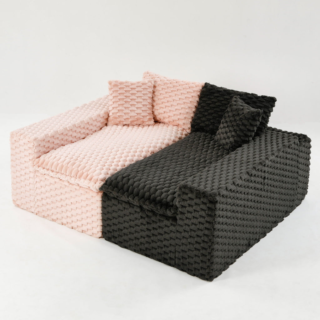 Multifunctional 4-Seater Stationary Sofa with Adjustable Layout - Pink & Black