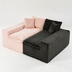 Multifunctional 4-Seater Stationary Sofa with Adjustable Layout - Pink & Black